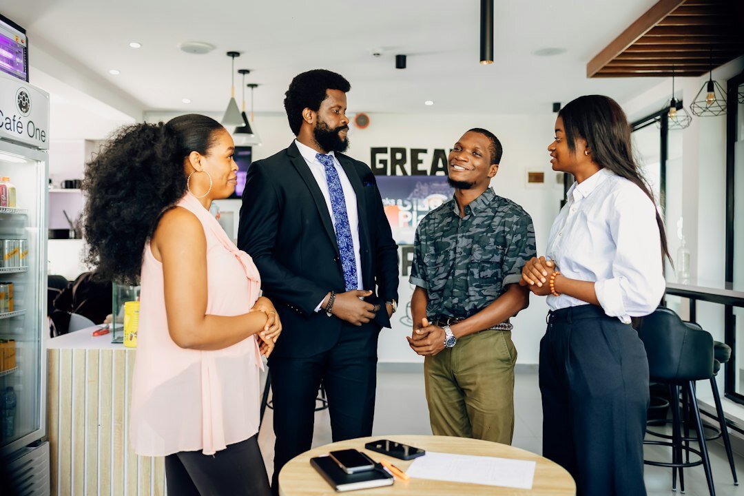 group discussing investments