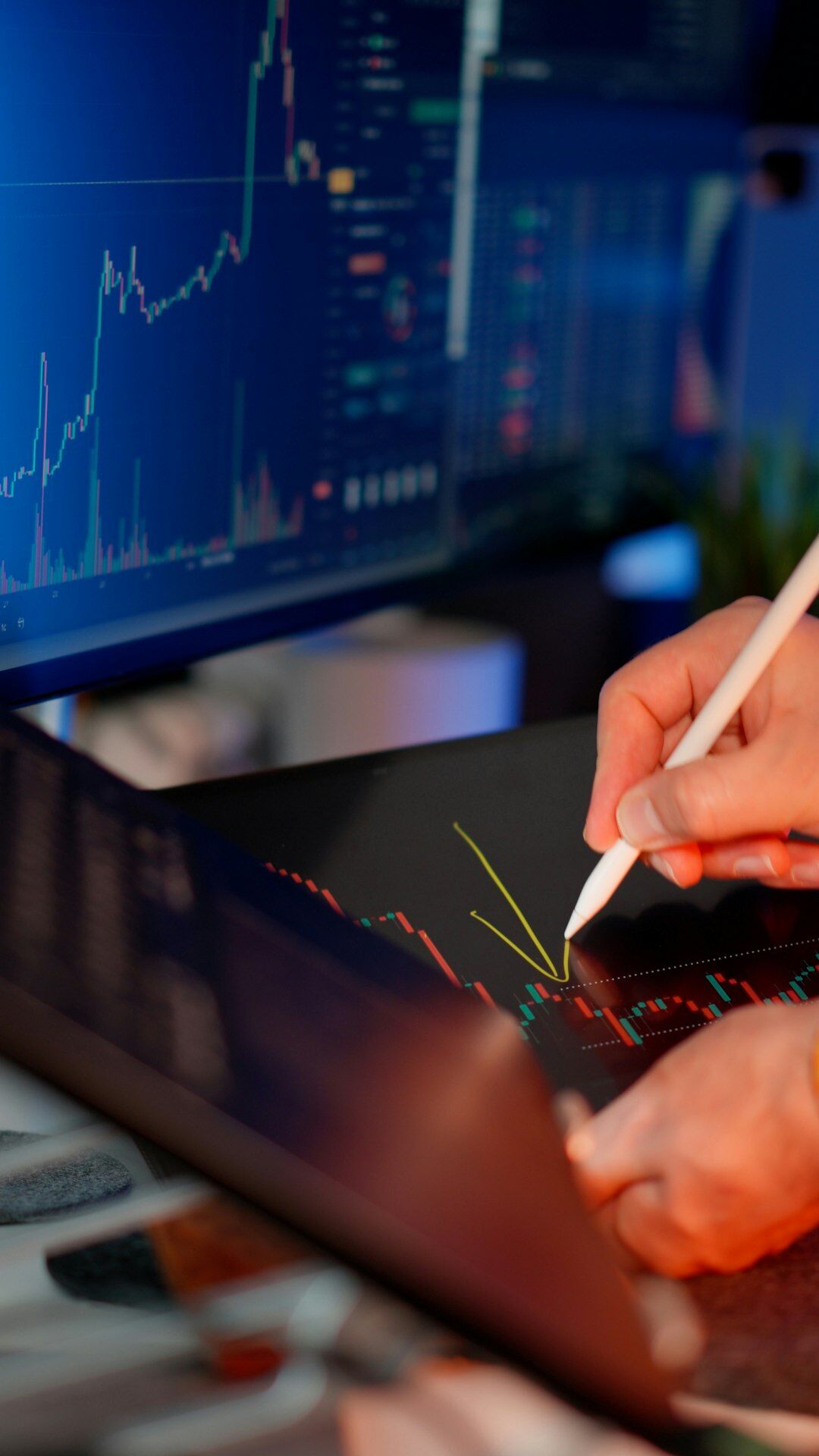 person reviewing financial charts