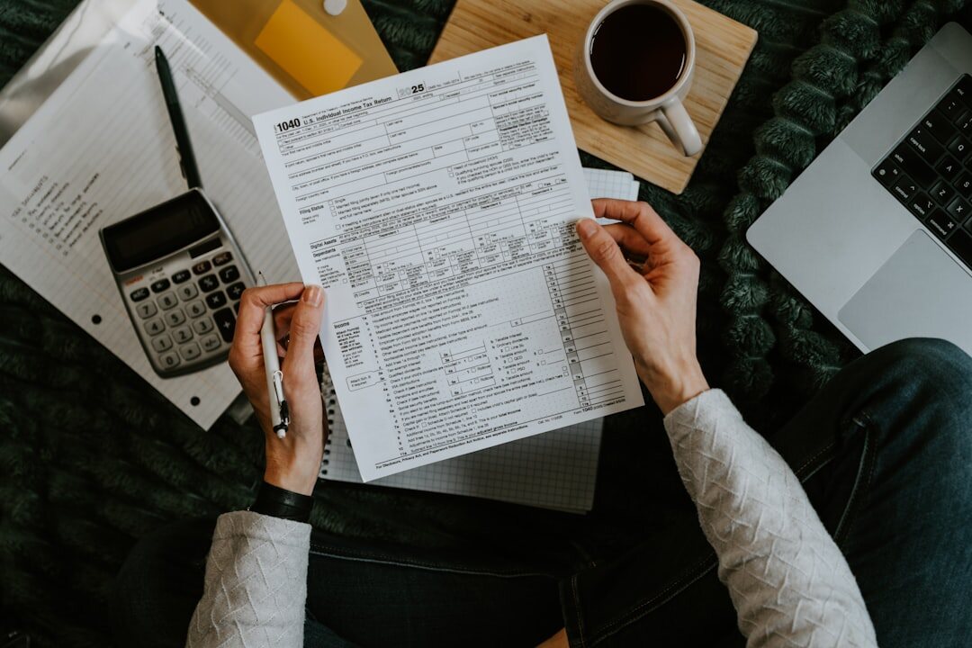 person reviewing bank statements